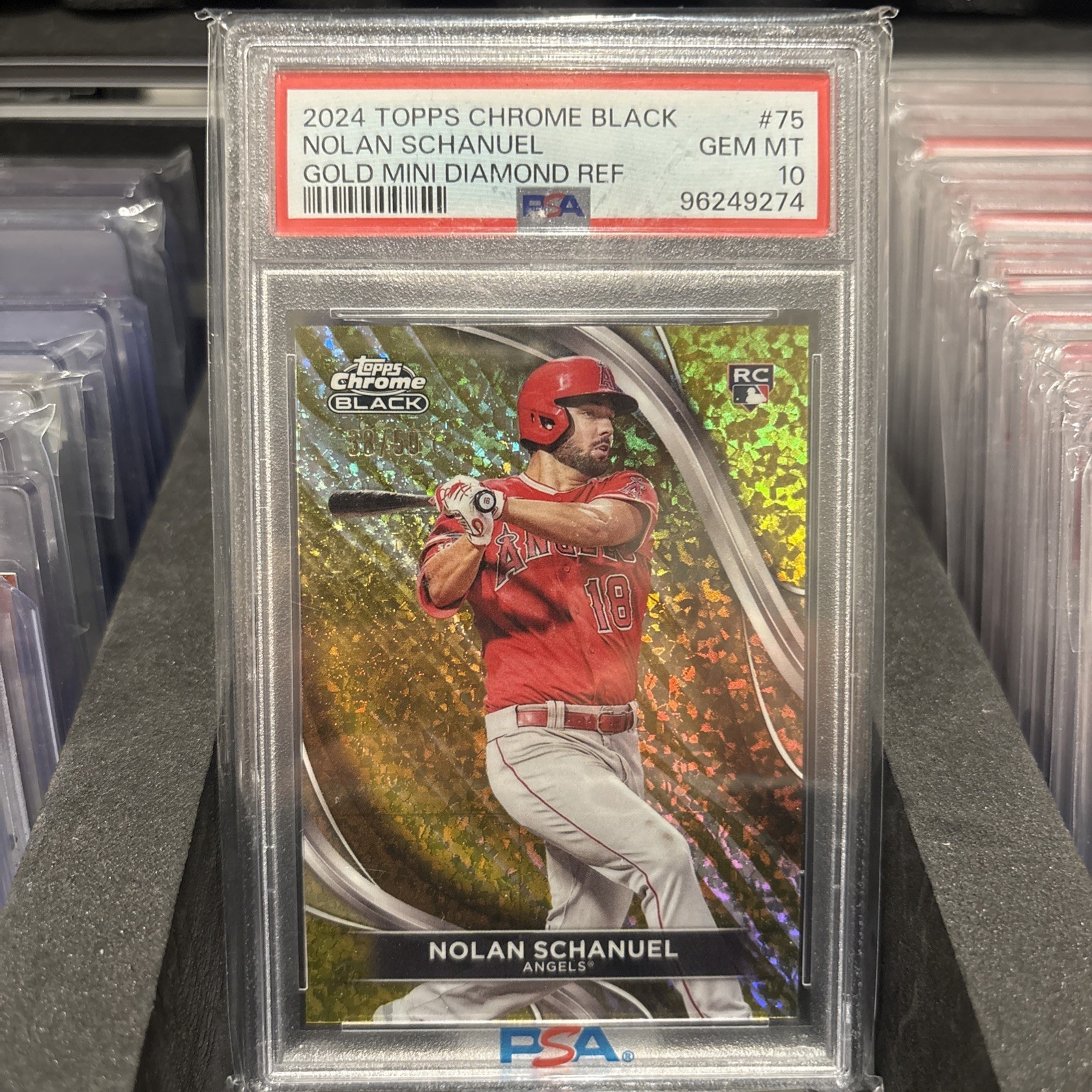2024 Topps Chrome Black - Nolan Schanuel #75 Gold Mini-Diamond Refractor /50