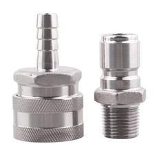 3/8-in Stainless Steel Quick Disconnect Set, Barb Female, MPT Male, Beer