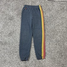 Aviator Nation Sweatpants Youth 8 Gray Fleece Rainbow Stripe Joggers USA