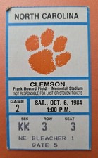 Clemson Tigers North Carolina Tar Heels Football Ticket 10/6 1984 William Perry
