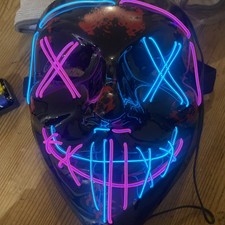 Scary Purge Mask,  LED Mask with 3 Lighting Modes, 2 Color Light up hallow