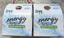 Leggs 2 Pairs Pantyhose Sheer Energy Nude Med. Support Compression Tights  Q+