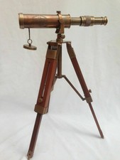 Nautical Marine Spyglass Brass Telescope With Wooden Tripod Stand Replica Gift