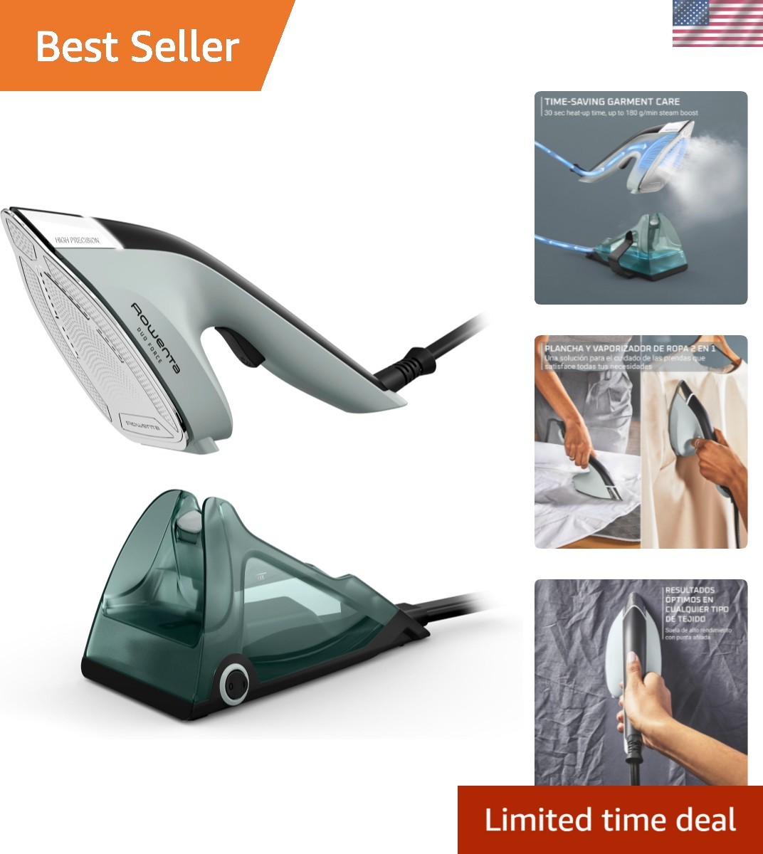 And Steamer For Clothes, 1700w Steam Iron, Stainless St...