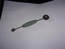 Vintage Wooden Handle Double Melon Baller Butter Curler Kitchen Utensil 6.5"