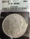 1880-O  $1 Morgan Silver Dollar -  ICG AU53  - NO RESERVE