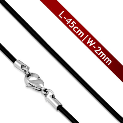 45cm unisex Halskette mit Edelstahl  Black Rubber Cord Chain y-cnk150