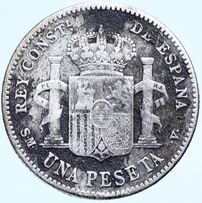 Pièce 1 Peseta Alfonso XIII 1899 Argent - Certifiée NCV, Collection Espagne