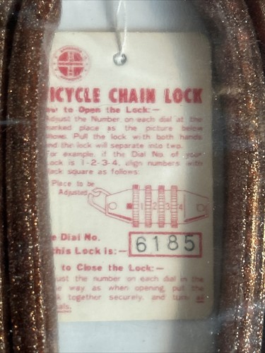 Vintage Schwinn Bicycle Combination Chain Lock glitter brown no06696 unopened - 第 9/16 張圖片