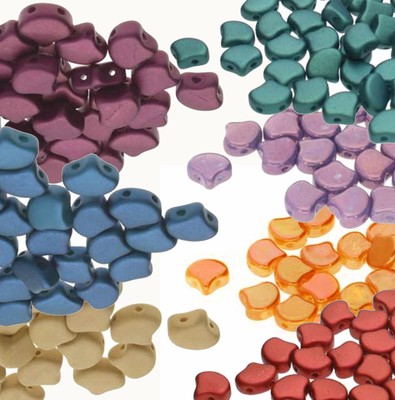 22 grams Ginko 2 hole 7.5mm Glass seed beads approx 75-80 beads Matubo Czech