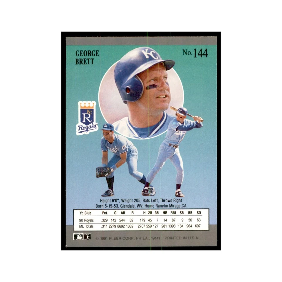 George Brett 1991 Fleer Ultra #144 Baseball Cards Baseball Card NM - Image 2 of 3