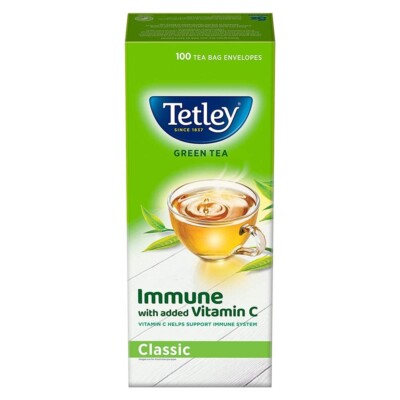 Tetley Natural Green Tea Refreshing Classic Flavor 100 Tea Bags