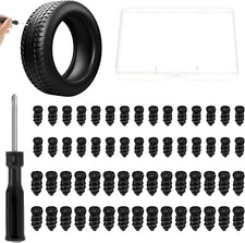60Pcs Tire Repair Rubber Nail with Screwdriver, Tire Plug Repair Kit, User-Frien