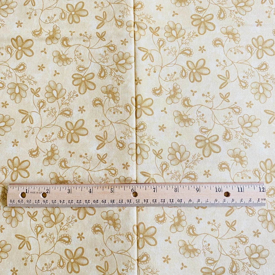 1 YD Brown Beige Floral Fabric Moda Quilting Cotton Print - Image 2 of 4