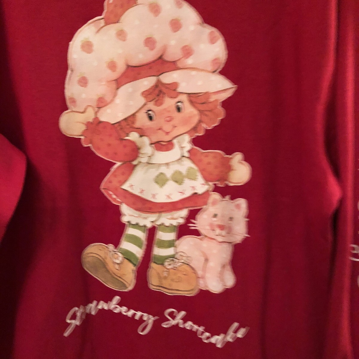 Strawberry Shortcake and Kitty Custard Red Oversized Sweatshirt NWT  XS/S/M/L | eBay