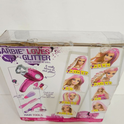 BARBIE Loves Glitter Blow Dryer Doll Set T3250 Hair Salon Hair Style 2009 BoxDmg - Picture 3 of 7