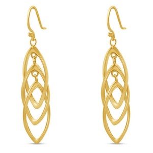 Authentic Spiral Dangle Drop Earrings 14K Yellow Gold Plated 925 Sterling Silver