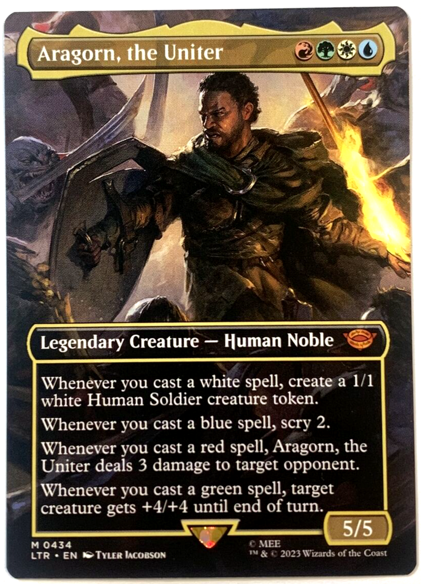 MTG ボーダーレス foil 統一王、アラゴルン/Aragorn, the U MTG Aragorn, the Uniter *BORDERLESS* The Lord of the Rings 0434 NM