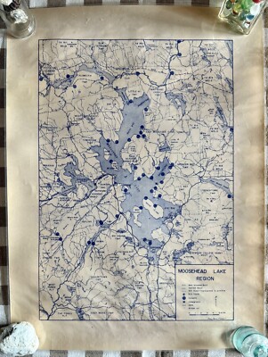 18'' x 24'' Map of Moosehead Lake Maine, Moosehead  Lakes in Northern Maine
