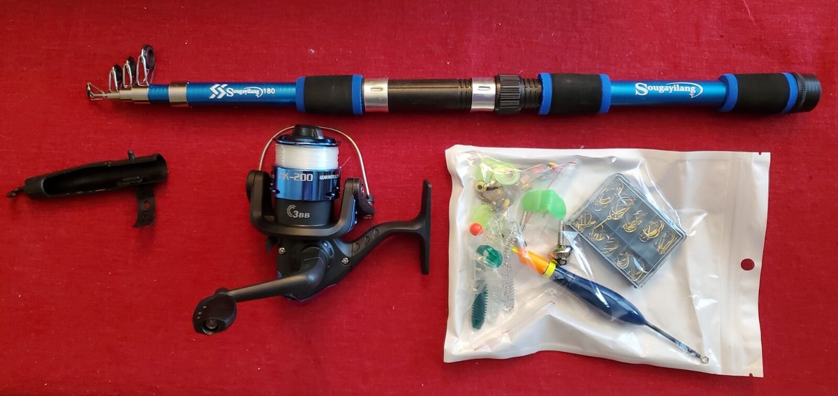 Sougayilang Fishing Rod Combo Telescopic Fishing Pole Spinning Reel AK-200  New