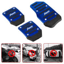 3 Piece Universal Car Non-Slip Manual Gas Brake Foot Pedal Pad Cover Set Blue
