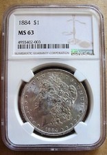 1884 BU MORGAN DOLLAR VAM 2A NGC MS63 Clashed Obv nst Reverse E&M