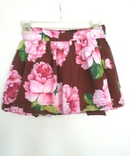Abercrombie Fitch Flare Mini Skirt Floral Burgundy Multi-Color Women's Size S