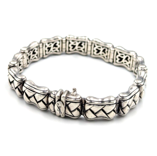 Bracciale Pannello Design Argento Sterling 925 Cesto Tessuto Cesto Scott Kay Unisex 7,25" - Foto 1 di 14