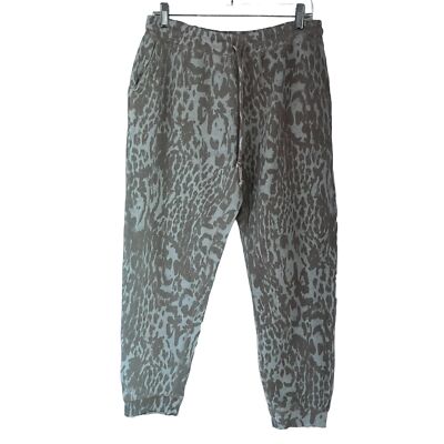 Chaser Cream Green White Cheetah Animal Print Drawstring Waist Jogger Pants 1X