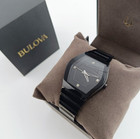 Bulova Gemini Men Quartz Black Crystal Accent Stainless Steel Watch 40MM 98D177