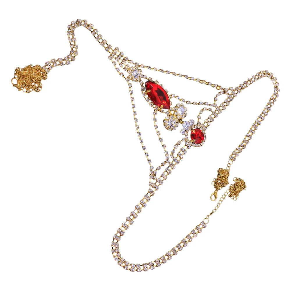 Rhinestone Underwear Beach Thigh Jewelry Colorful Waist Beads Chain Two