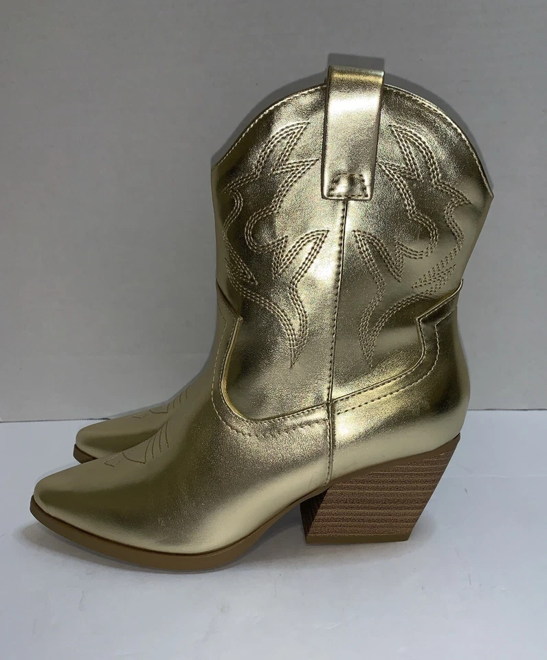 Soda Women's  Western  Ankle Boots Pointy Toe Booties Gold BLAZING Size 8.5 - Image 4 of 4
