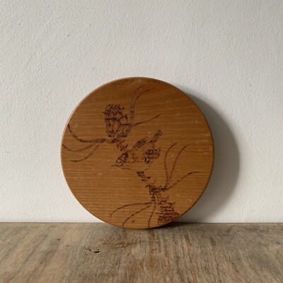 Vintage Landhausstil Holz Pyrographie Wandteller Goldcrest Vogel Rhydlewis Dekor