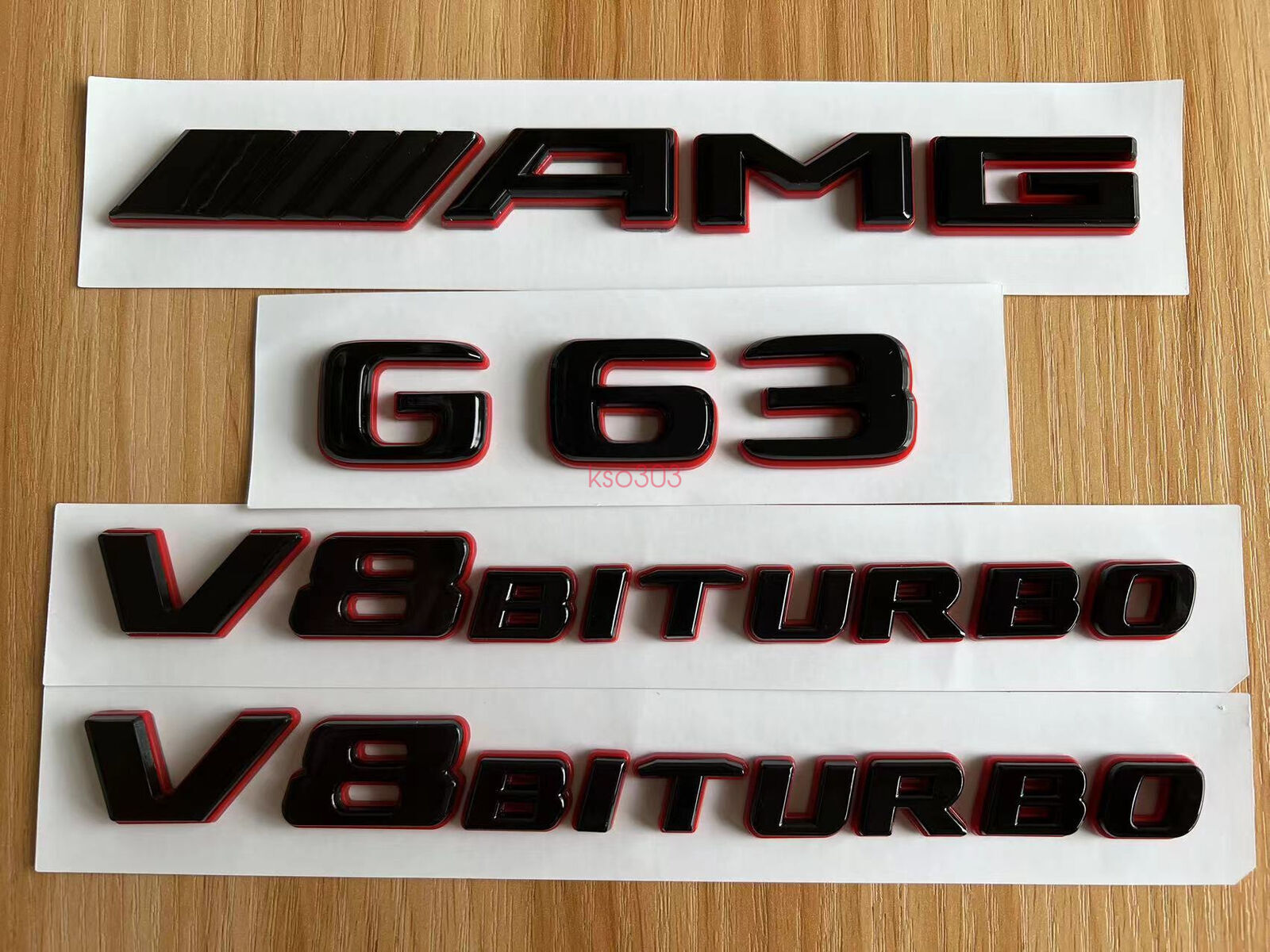Black RED G63 AMG V8 BITURBO Emblem Badge Sticker Set For Mercedes Benz G63 463