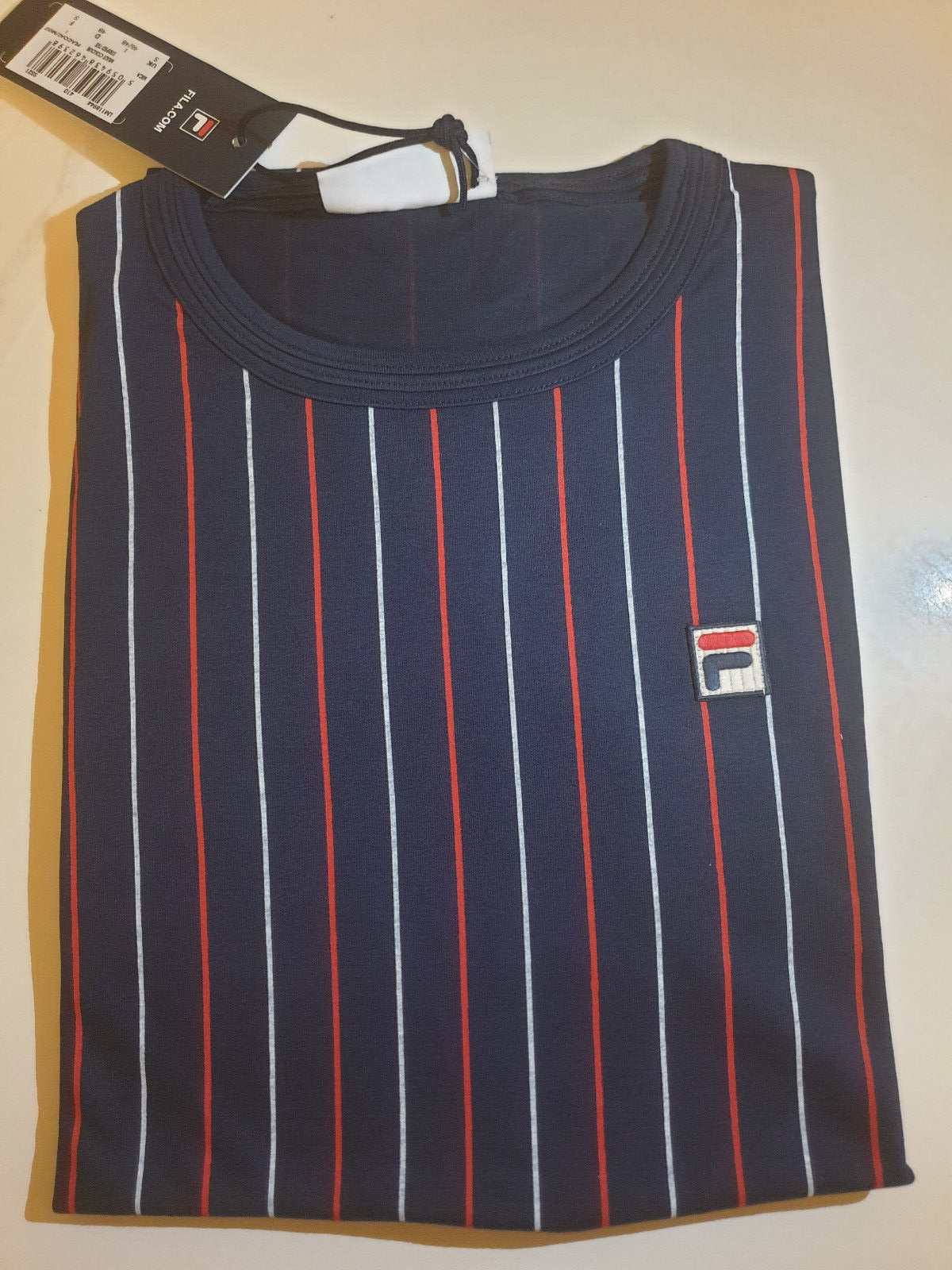 T shirt Fila uomo Lee Navy righe verticali a contrasto retrò