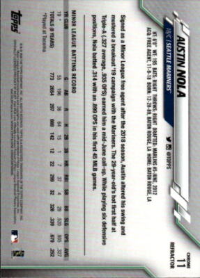 2020 Topps Chrome Austin Nola #11 Pink Refractor Seattle Mariners