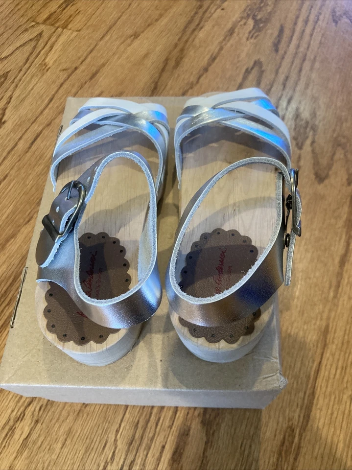 NIB-Hanna Andersson Stardust glitter sandal clog, silver, size 12.5 US, size 30 - Image 3 of 4