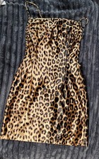 Fashion Nova Leopard Print Open Back Dress Size M