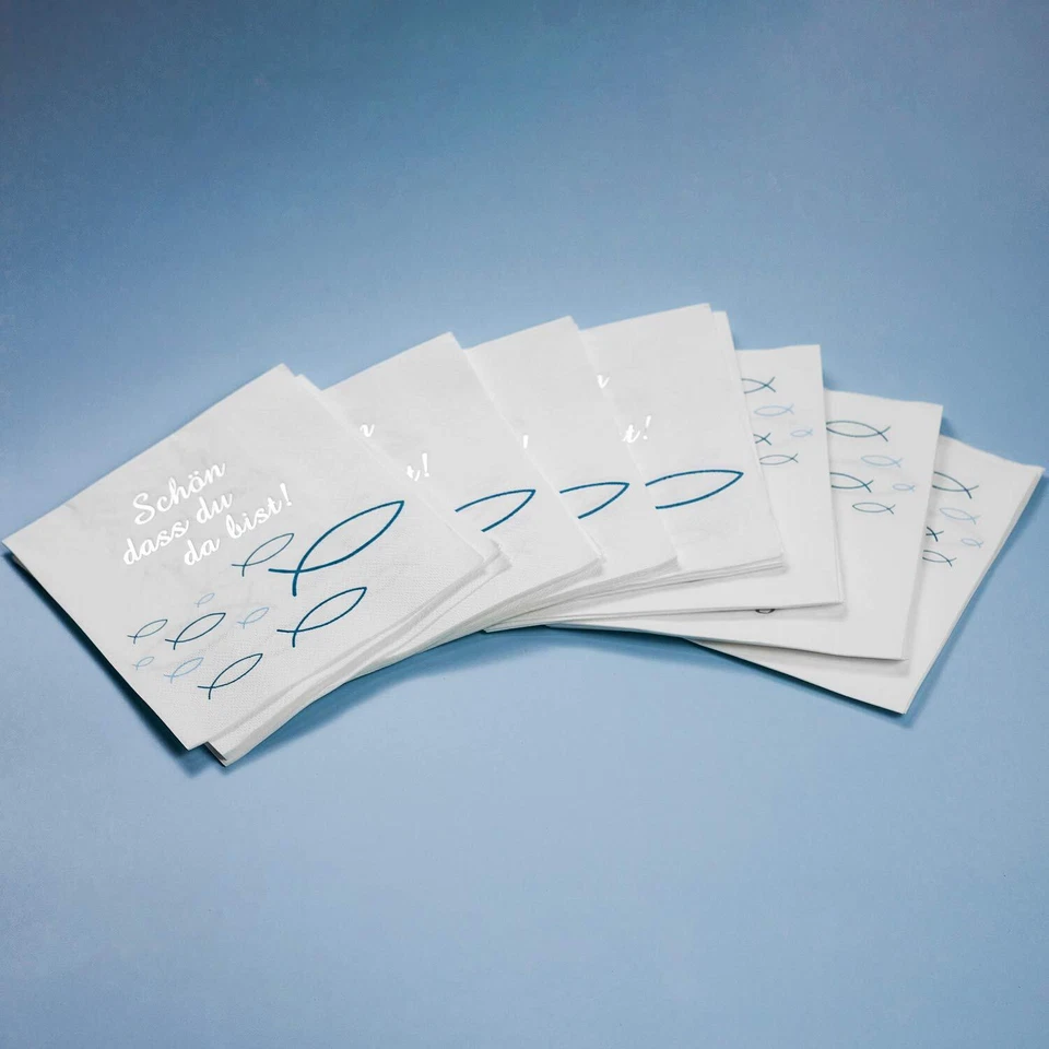 Servietten Fisch Blau Türkis für Junge Konfirmation Kommunion Taufe Tischdeko... - Bild 3 von 4