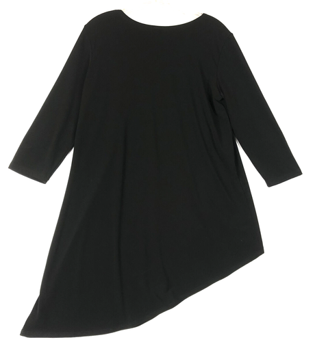 Clara Sun Woo sz Medium Blouse Tunic Asymmetrical Hem Ruched 3/4 Sleeve Knit - Picture 4 of 6