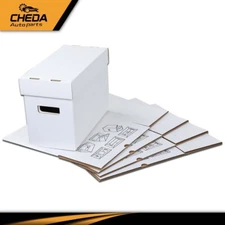 5 Pack Short Cardboard Comic Book Storage Box White - Holds 150-175 Comics