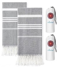 2-Pcs Cotton Turkish Beach Towels Quick Dry Sand Free Extra Large
