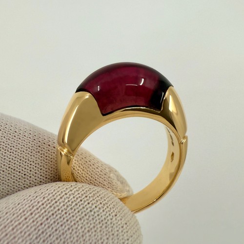 Rare Bvlgari Tronchetto 18k Yellow Gold Rubellite Pink Red Tourmaline Ring - Picture 3 of 10