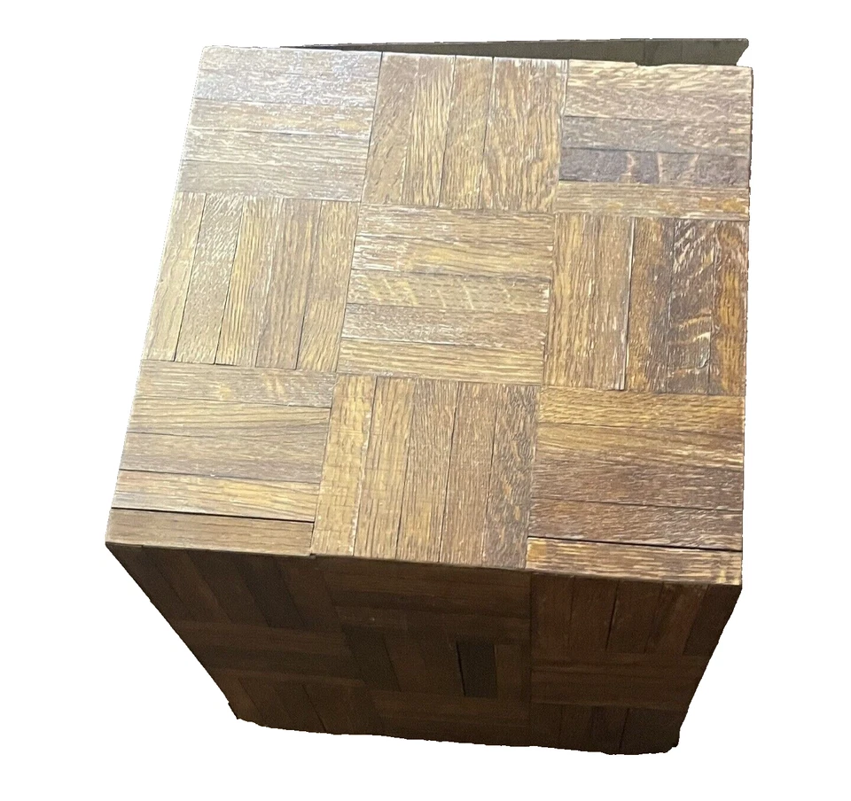 "DE COLECCIÓN MEDIADOS DE SIGLO MODERNO PARQUET MOSAICO MADERA CUBO JUEGO/MESA FINAL ALMACENAMIENTO 14""" Foto 3 de 4