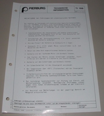 Technische Information Pierburg Vergaser Ecotronic 2E-E / 2B-E Stand Juli 1987!
