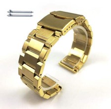 Stainless Steel Metal Links Bracelet 19mm 21mm 23mm 25mm Gold Watch Band 5000G