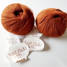 Lot of 2 Knit Picks Palette Fingering Yarn Peruvian Highland Wool Wood Brown