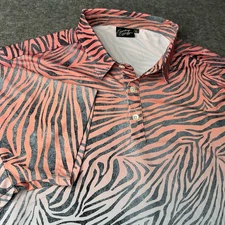 Sunday Swagger Golf Polo Shirt Mens XL Pink Blue Zebra Print Geometric