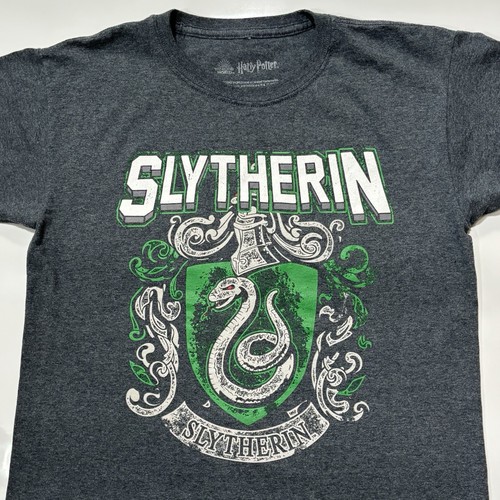 Harry Potter Wizarding World Hogwarts Slytherin Crest T-Shirt Gray Green Large - Picture 2 of 6
