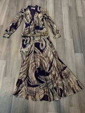 Vintage Oscar De La Renta Boutique Metallic Maxi Dress Purple Gold Floral Small